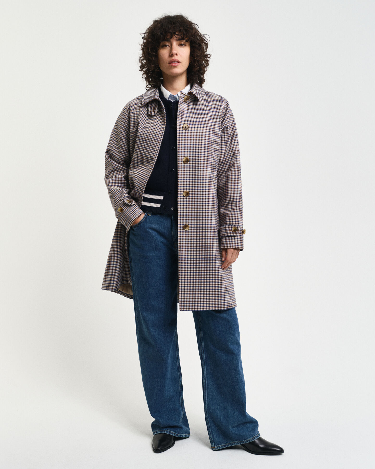 Car Coat met kleine ruitjes