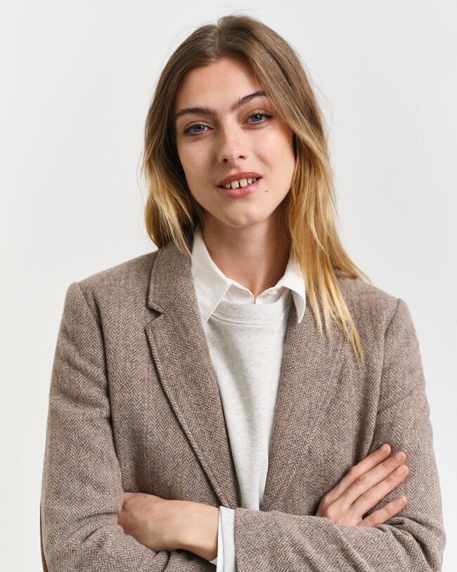 Regular Fit kortere blazer met visgraatmotief