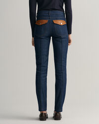 Slim Fit jeans met leren detail