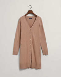 Lang vest met V-hals van linnenmix