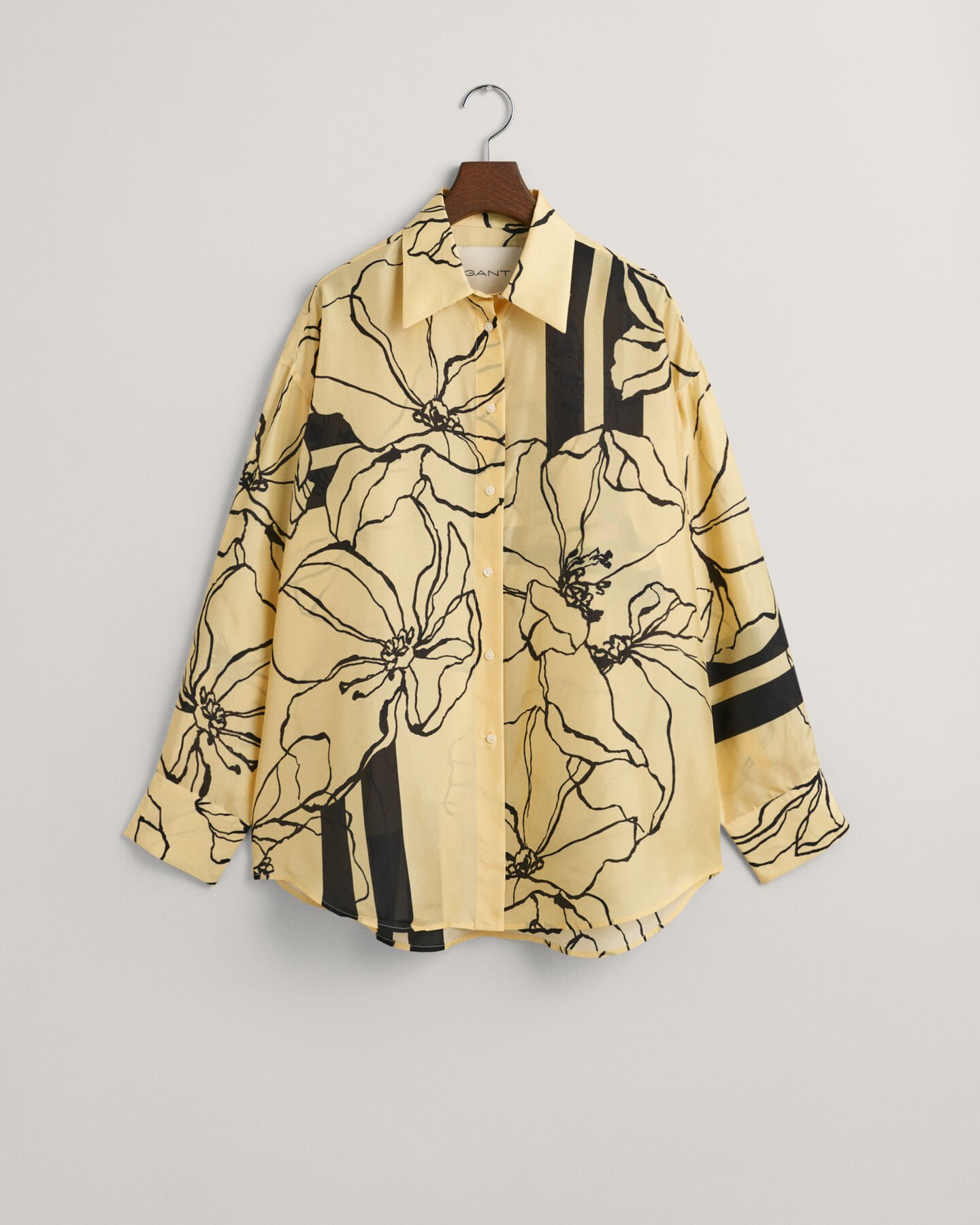 Oversized Line Drawing overhemd van zijde