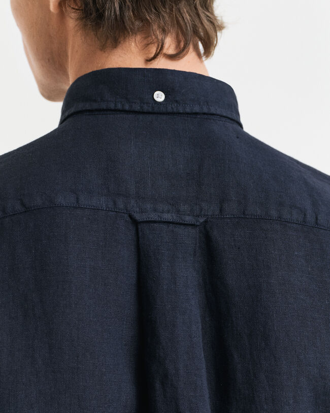 Regular Fit speciaal geverfd linnen overhemd met korte mouwen