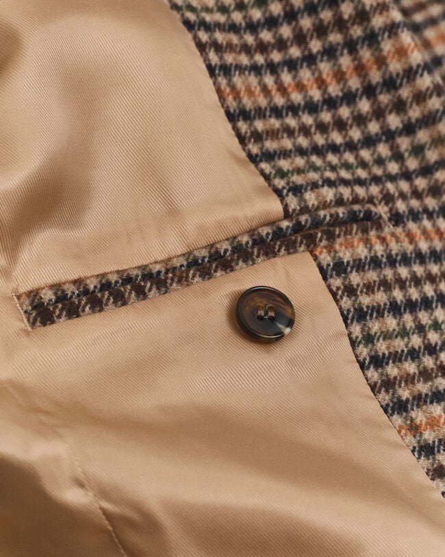 Regular fit wollen blazer met pied-de-poule