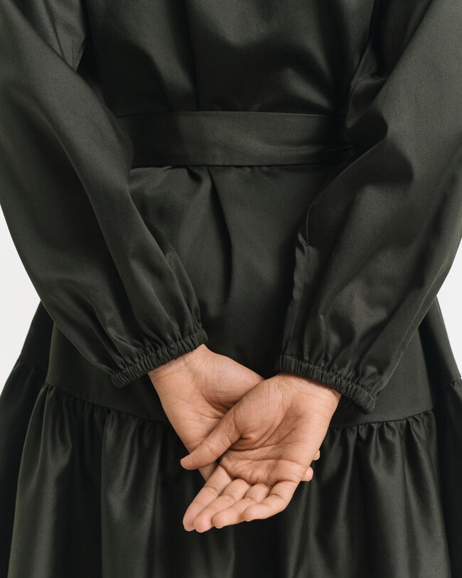 Jurk met lange mouwen van katoensatijn