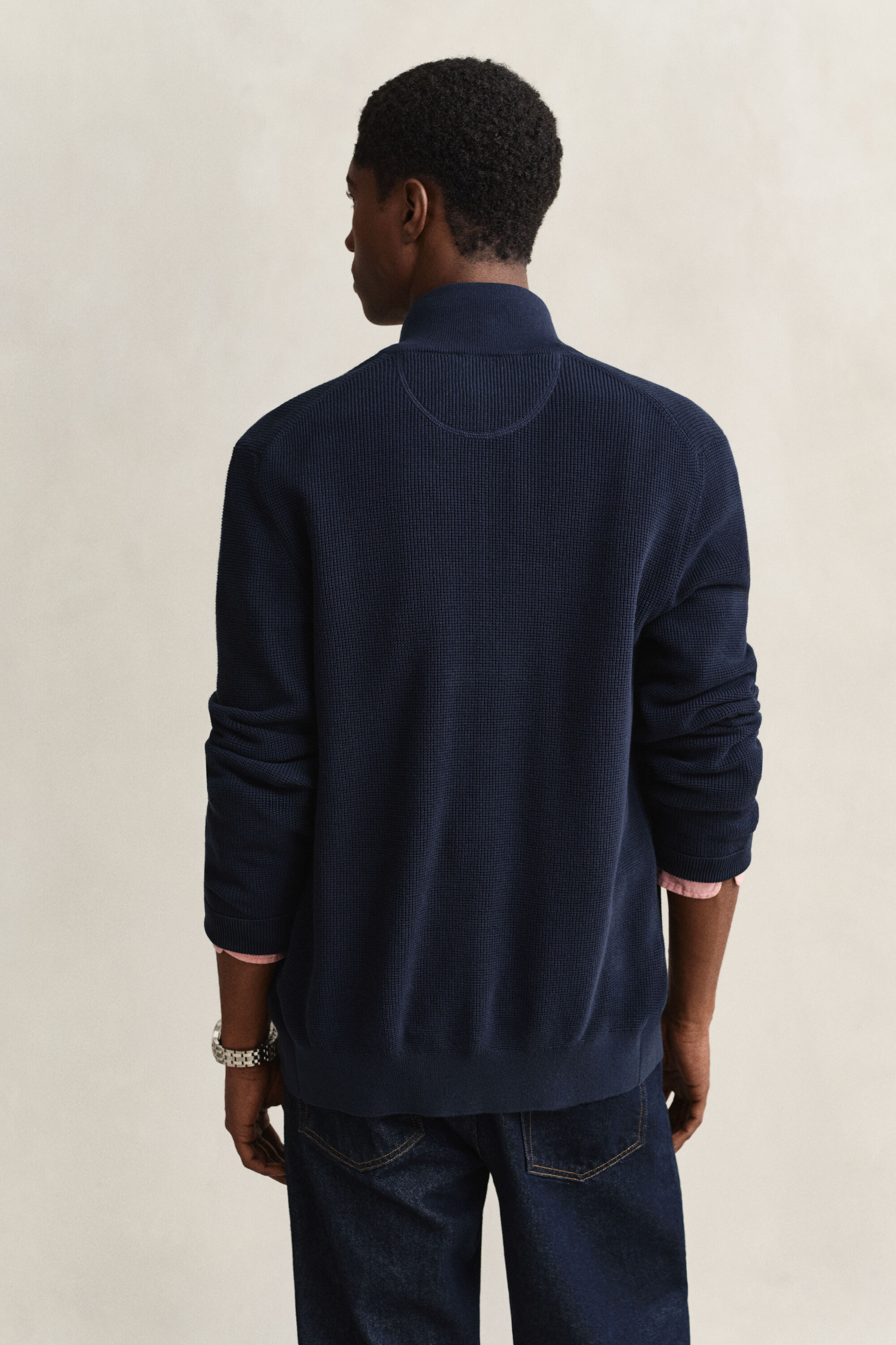 Katoenen vest met ritssluiting en textuur
