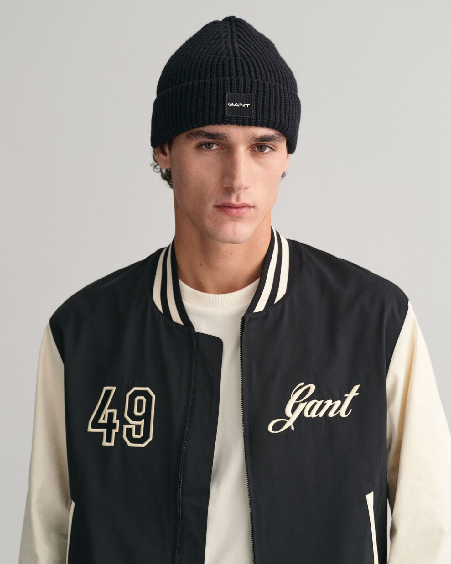 Katoenen ribgebreide beanie