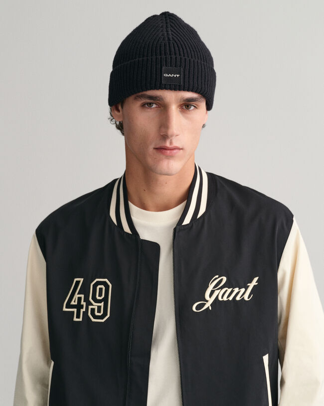 Katoenen ribgebreide beanie