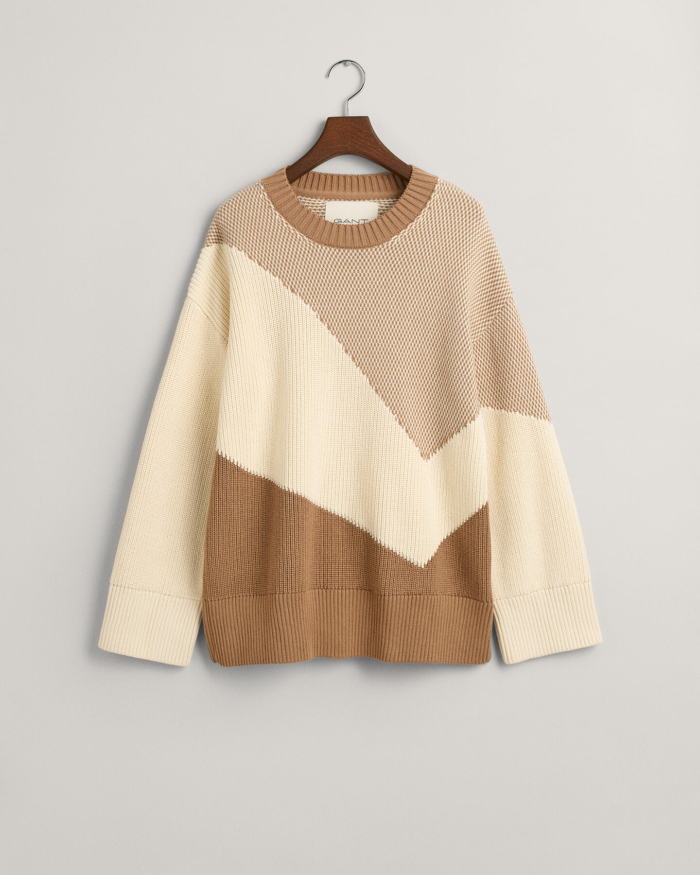 Color Blocked katoenen sweater met ronde hals