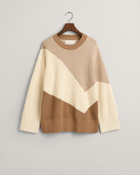 Color Blocked katoenen sweater met ronde hals