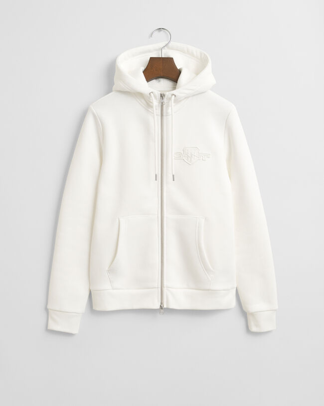 Tonal Shield hoodie met ritssluiting