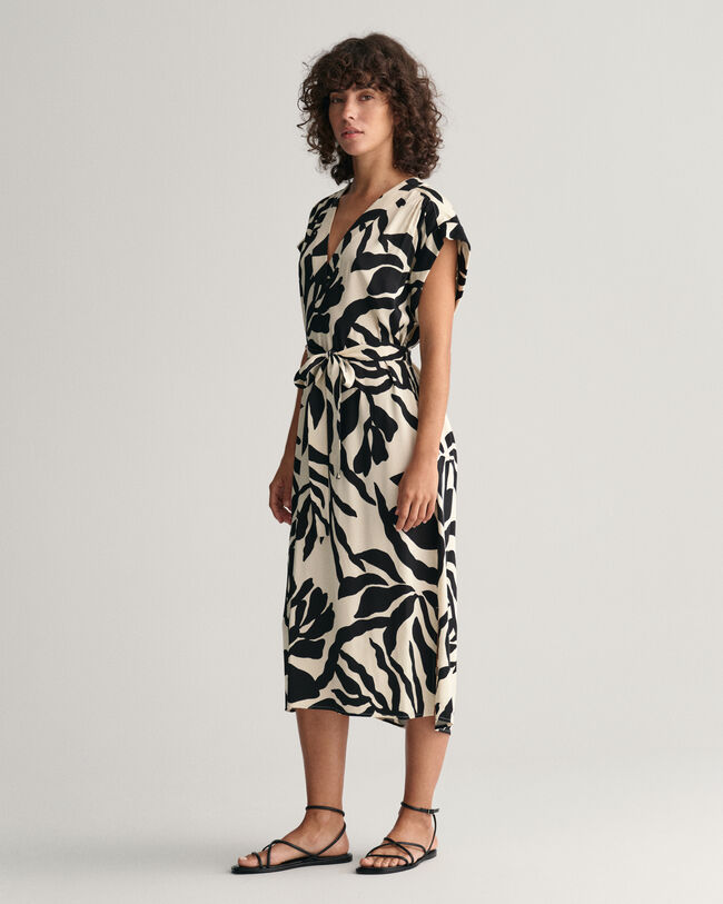 Palm Print jurk met korte mouwen