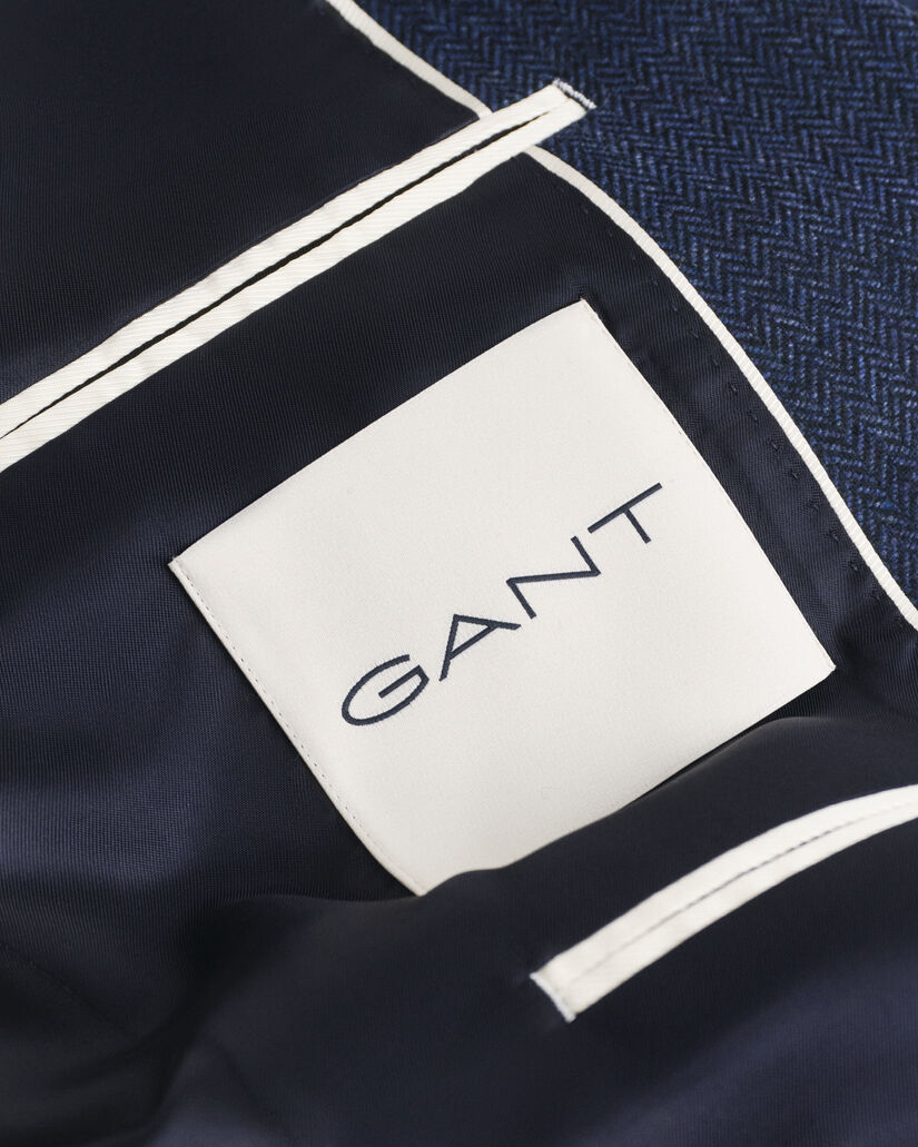 Slim Fit flanellen kostuumjasje met visgraatmotief