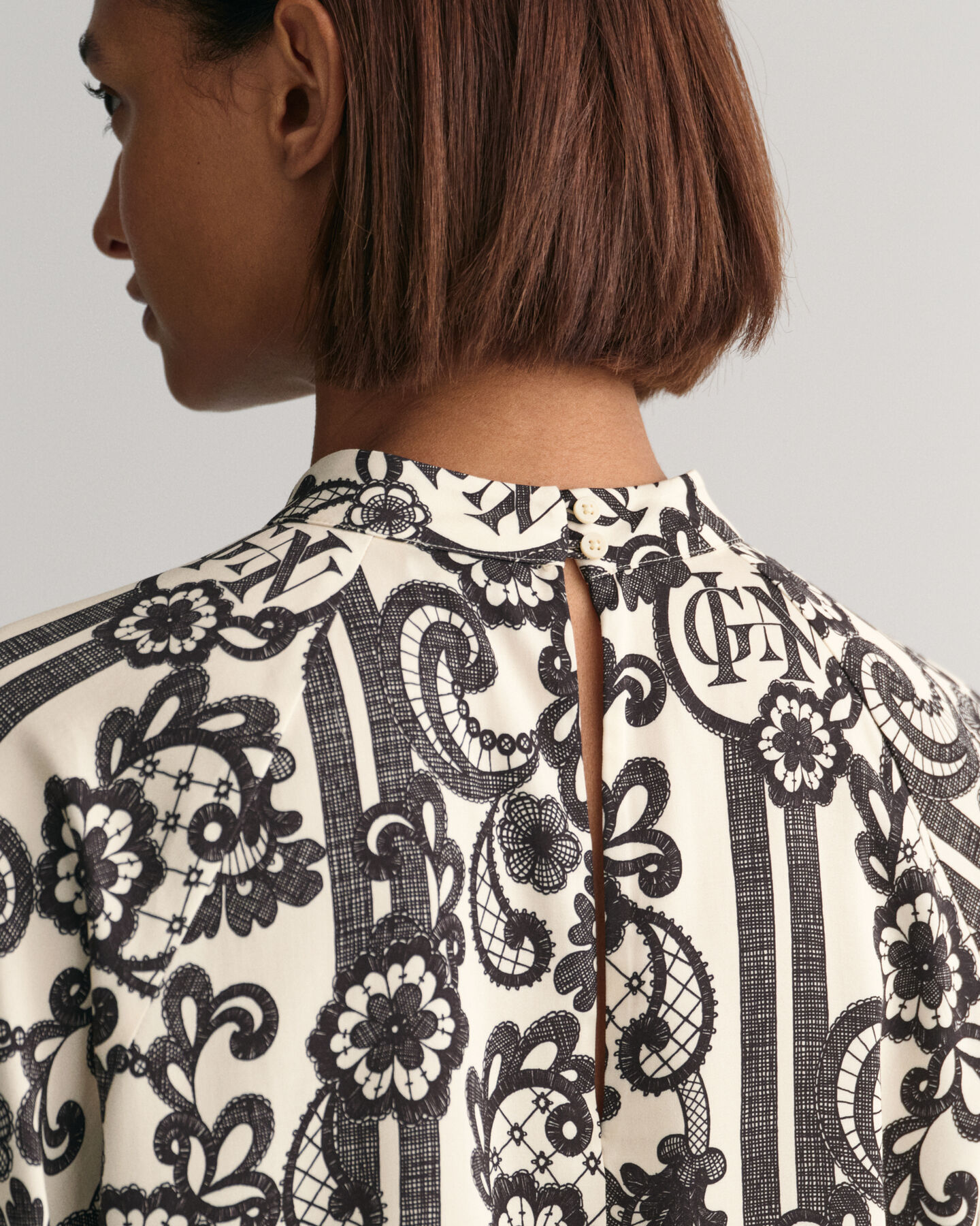 Lace Print blouse met col