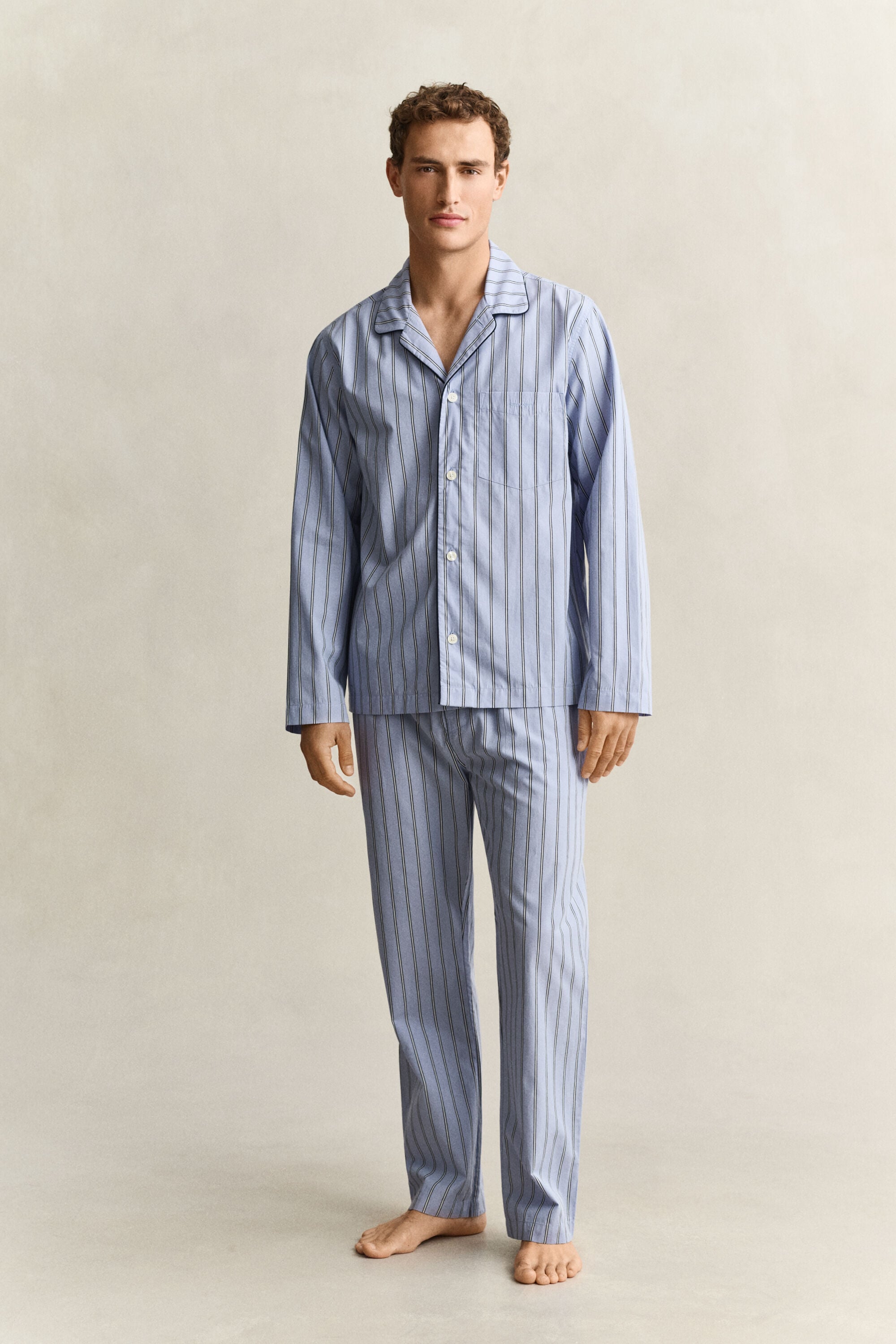 Gestreepte pyjama van poplin