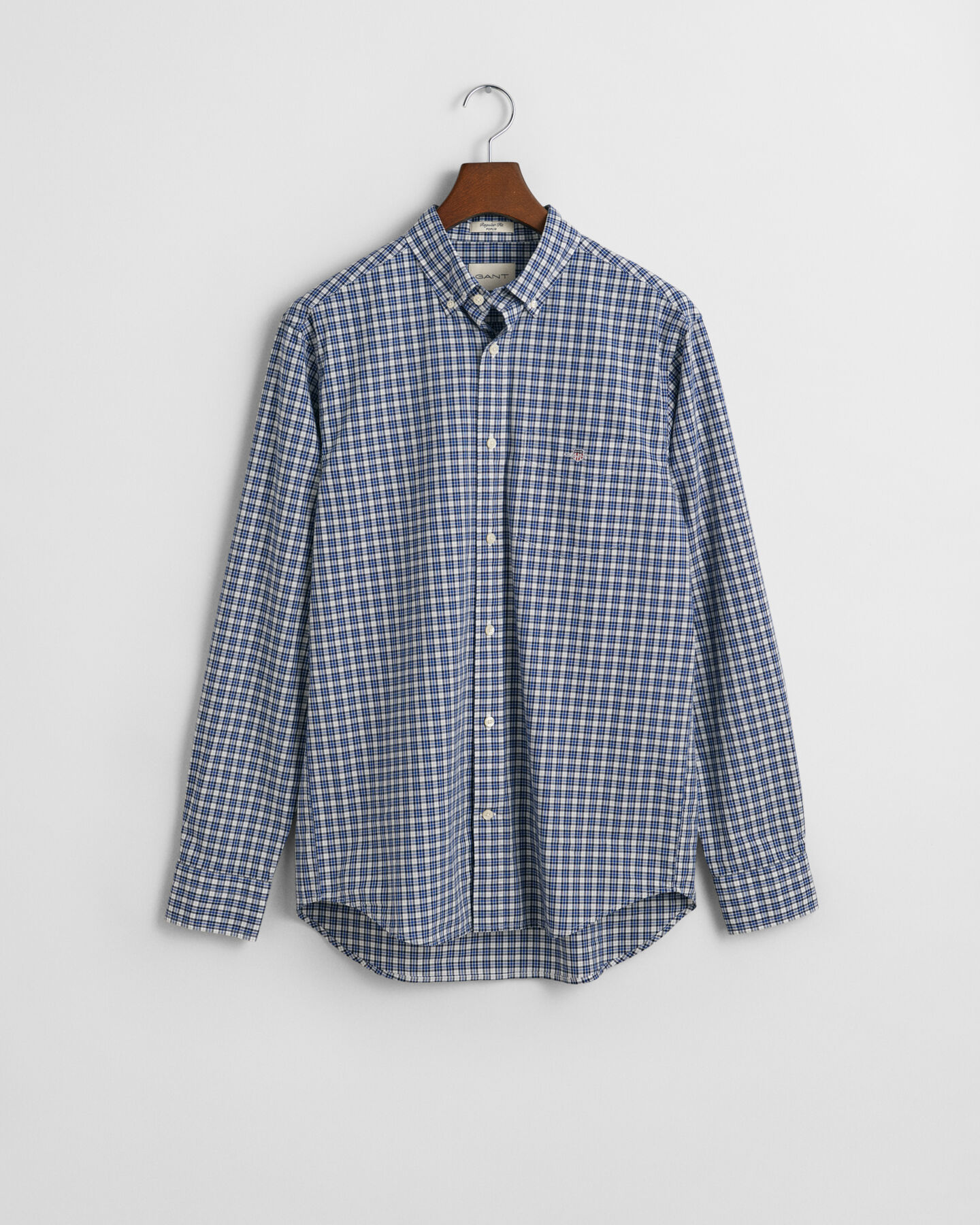Regular Fit poplin overhemd met klein ruitje