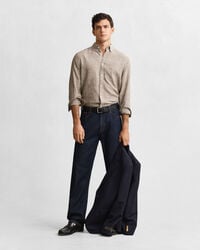 Regular Fit overhemd van katoen en linnen