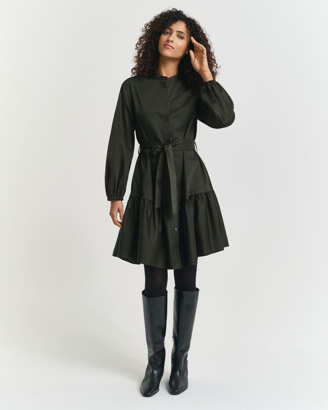 Jurk met lange mouwen van katoensatijn