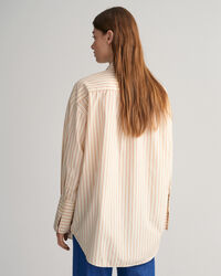 Oversized gestreept poplin overhemd met brede manchetten