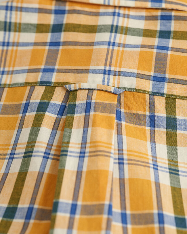 Regular Fit geruit overhemd met korte mouwen van katoen en linnen