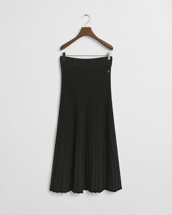 Contrast ribgebreide rok