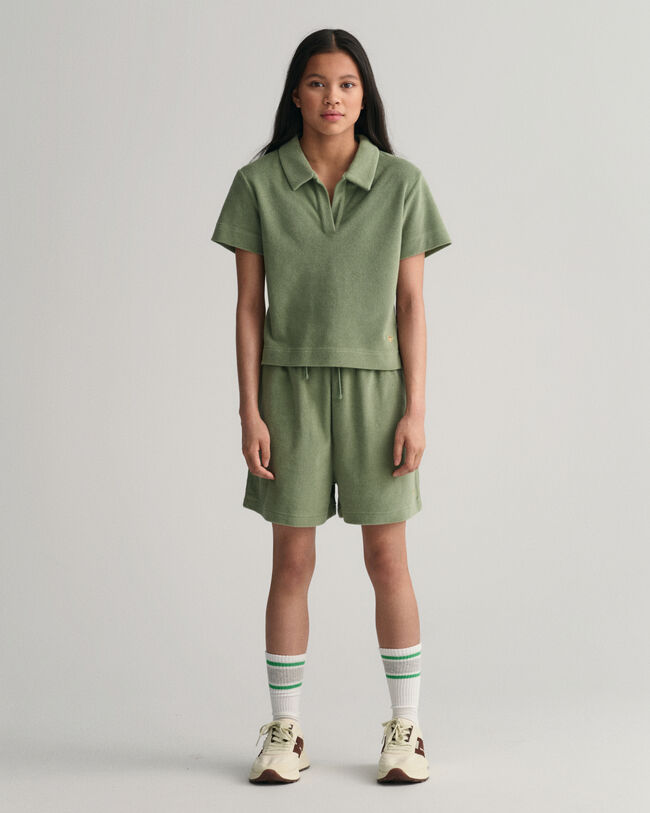 Teen Girls Terry Cloth short met hoge taille