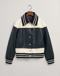 Leren jasje met kleurblokken