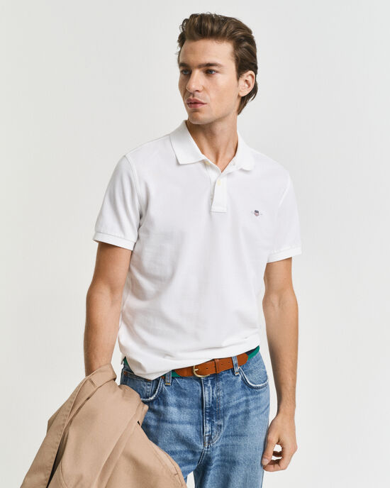 Slim Fit Shield piqué poloshirt