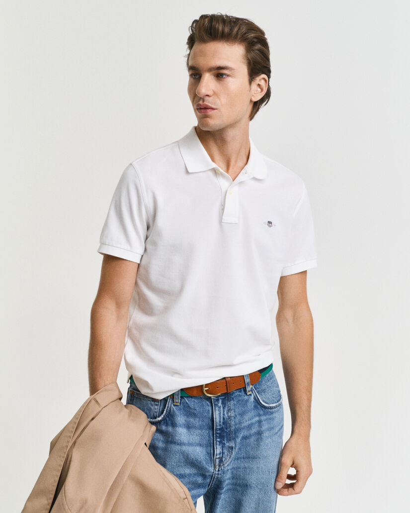 Slim Fit Shield piqué poloshirt