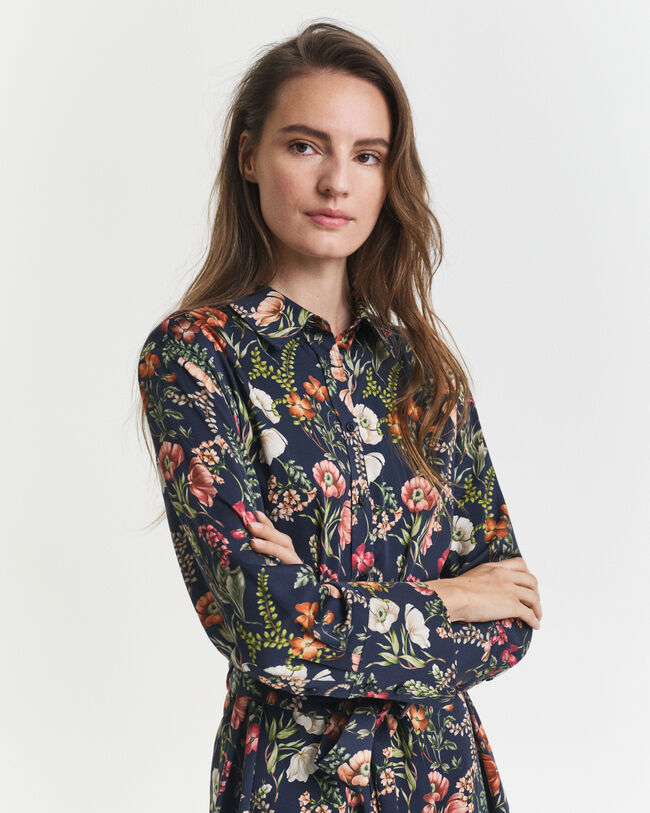 Overhemdjurk met bloemenprint van viscose