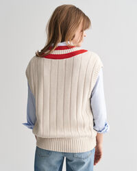 Vest met V-hals en contrast