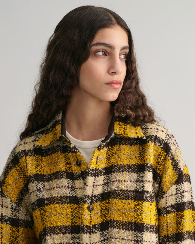 Oversized Boucl&eacute; geruit overhemd