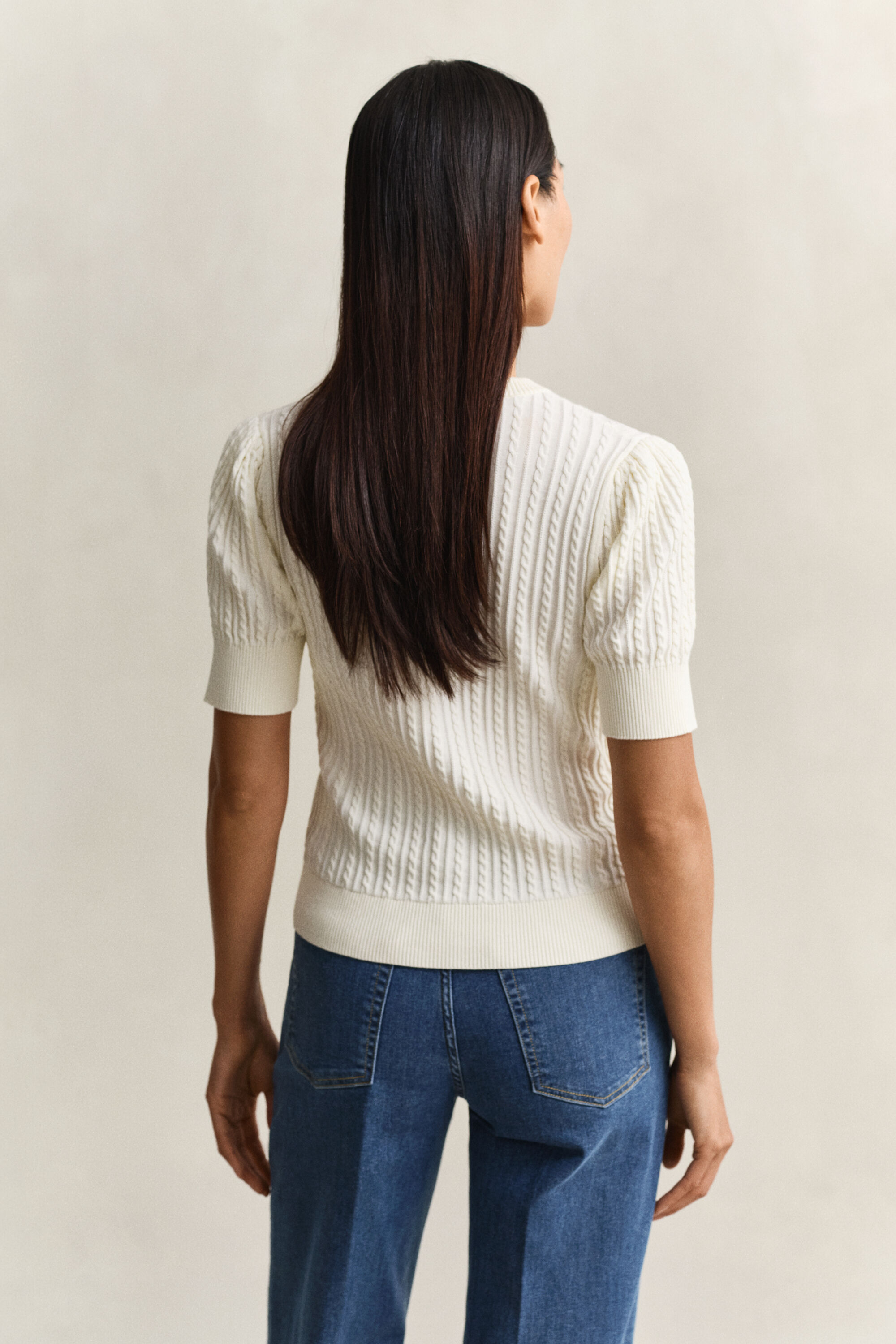 Kabelgebreid vest van katoen