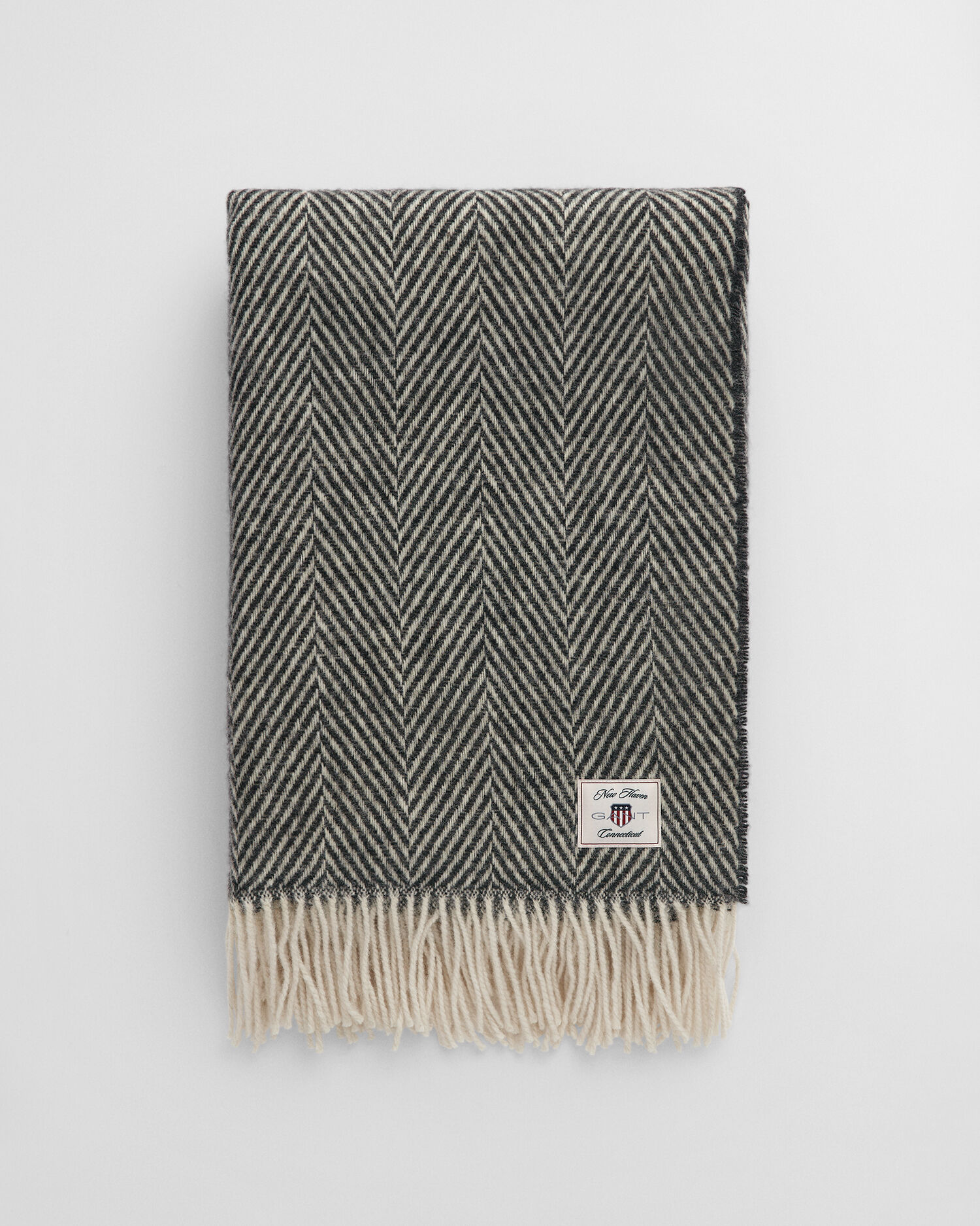 Wollen sprei met visgraatmotief