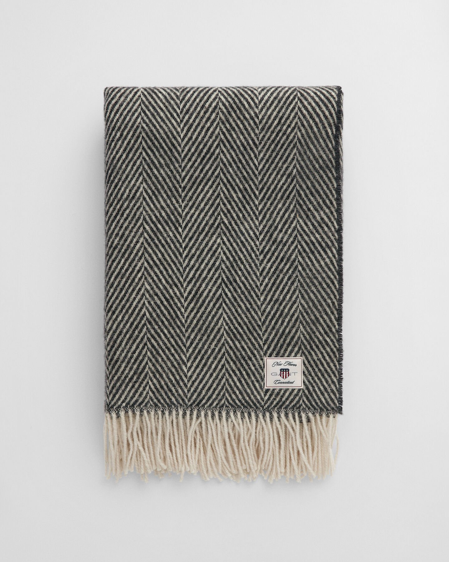 Wollen sprei met visgraatmotief