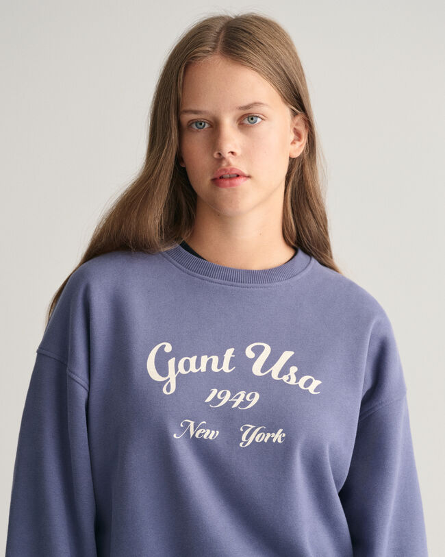 Teen Girls oversized Script Graphic sweatshirt