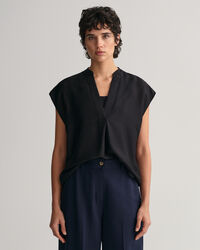 Mouwloze blouse met opstaande kraag