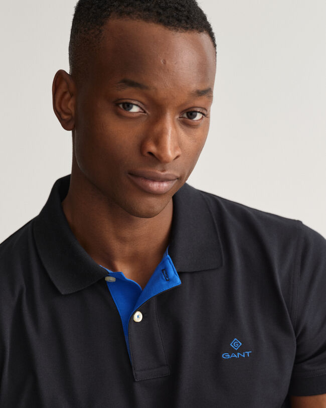 Contrast Collar Piqué Rugger