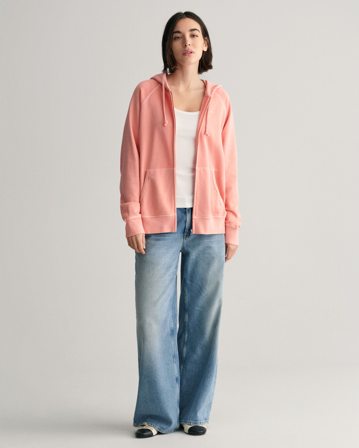 Sunfaded hoodie met ritssluiting