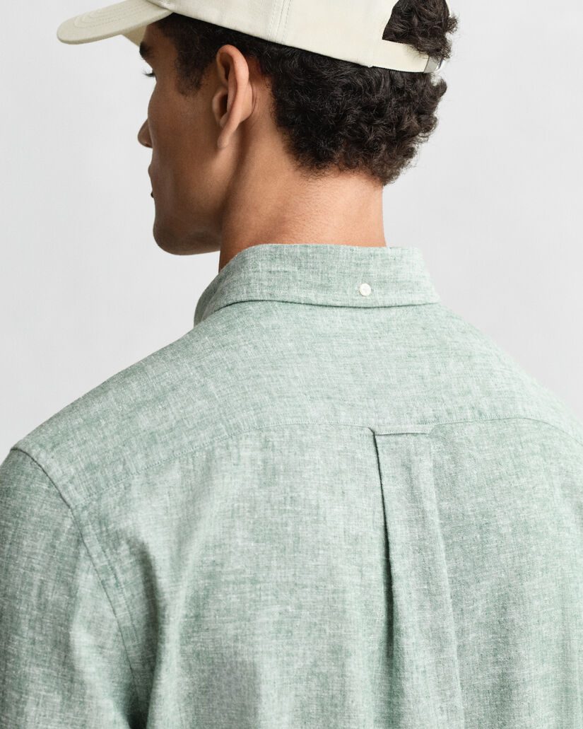 Regular Fit overhemd van katoen en linnen