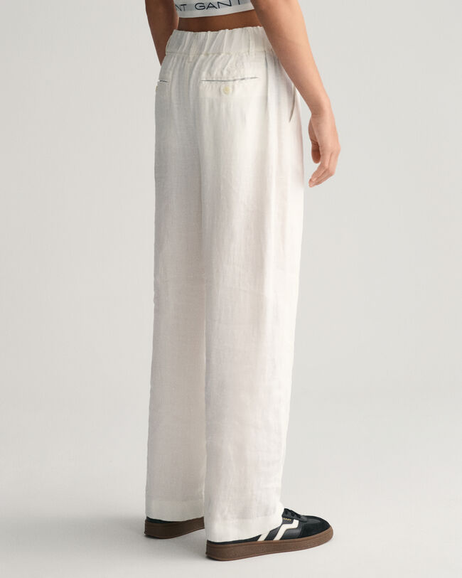 Teen Girls linnen plooibroek met wijde pijpen