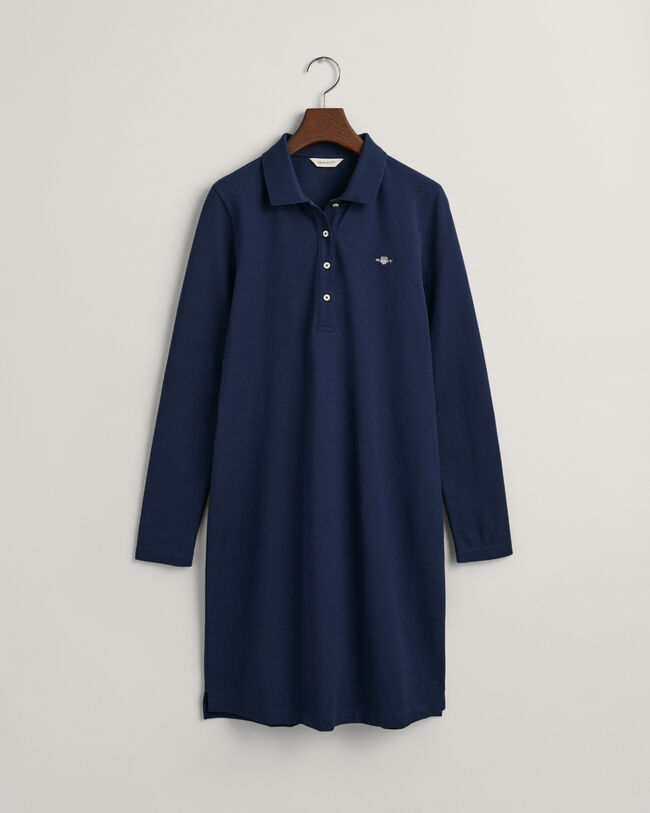 Shield piqué jurk met lange mouwen