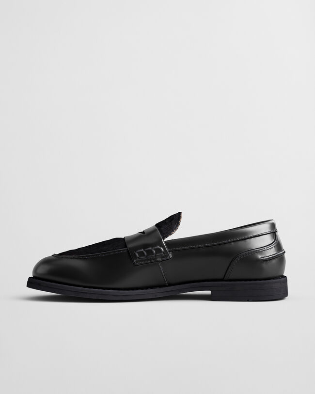 Gracelyn leren loafers met bont