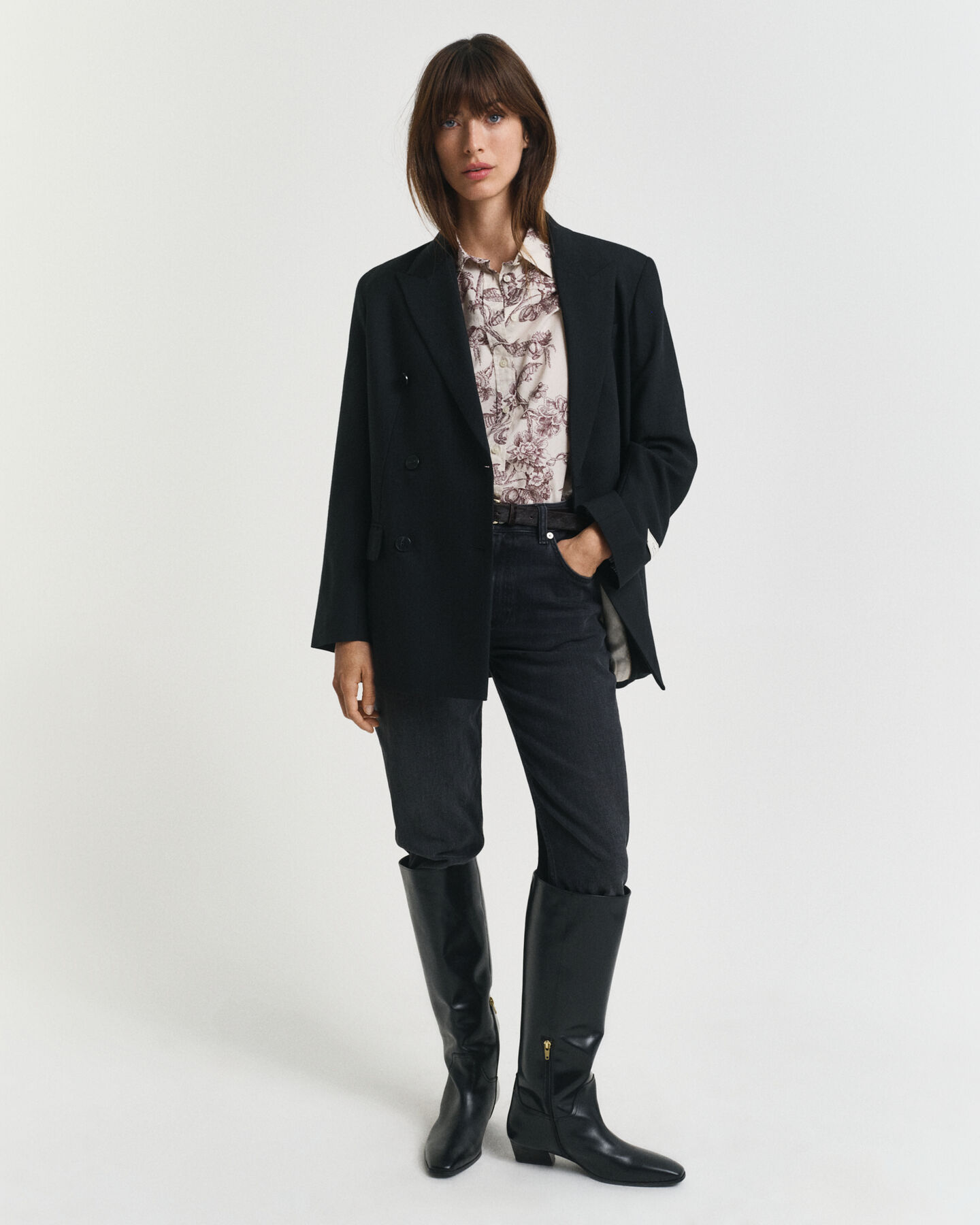 Regular Fit overhemd met boomprint van katoenvoile