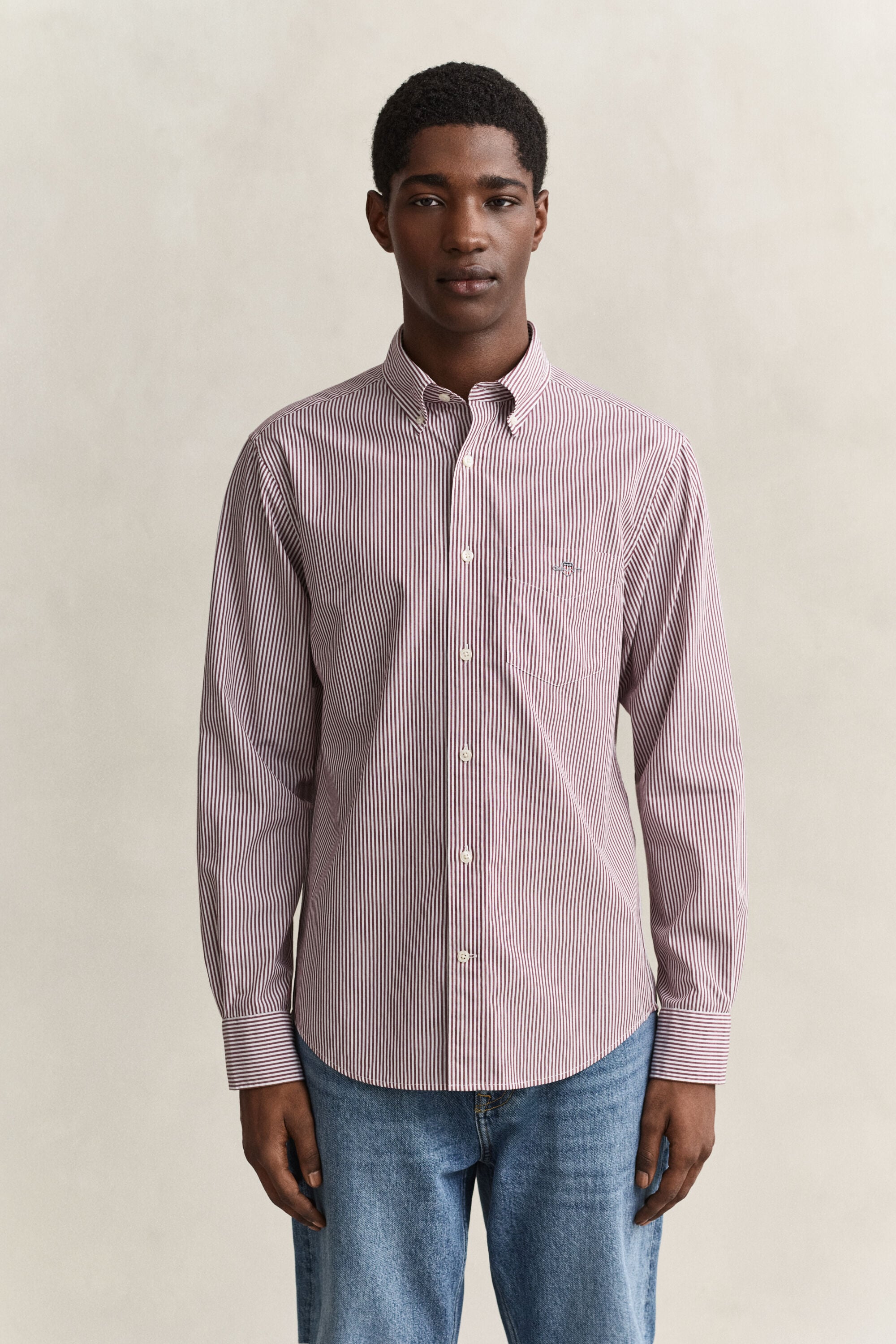 Classic Regular gestreept poplin overhemd
