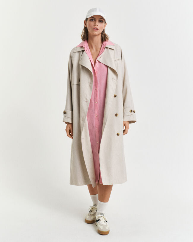 Linnen overhemdjurk met korte mouwen