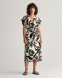Palm Print jurk met korte mouwen