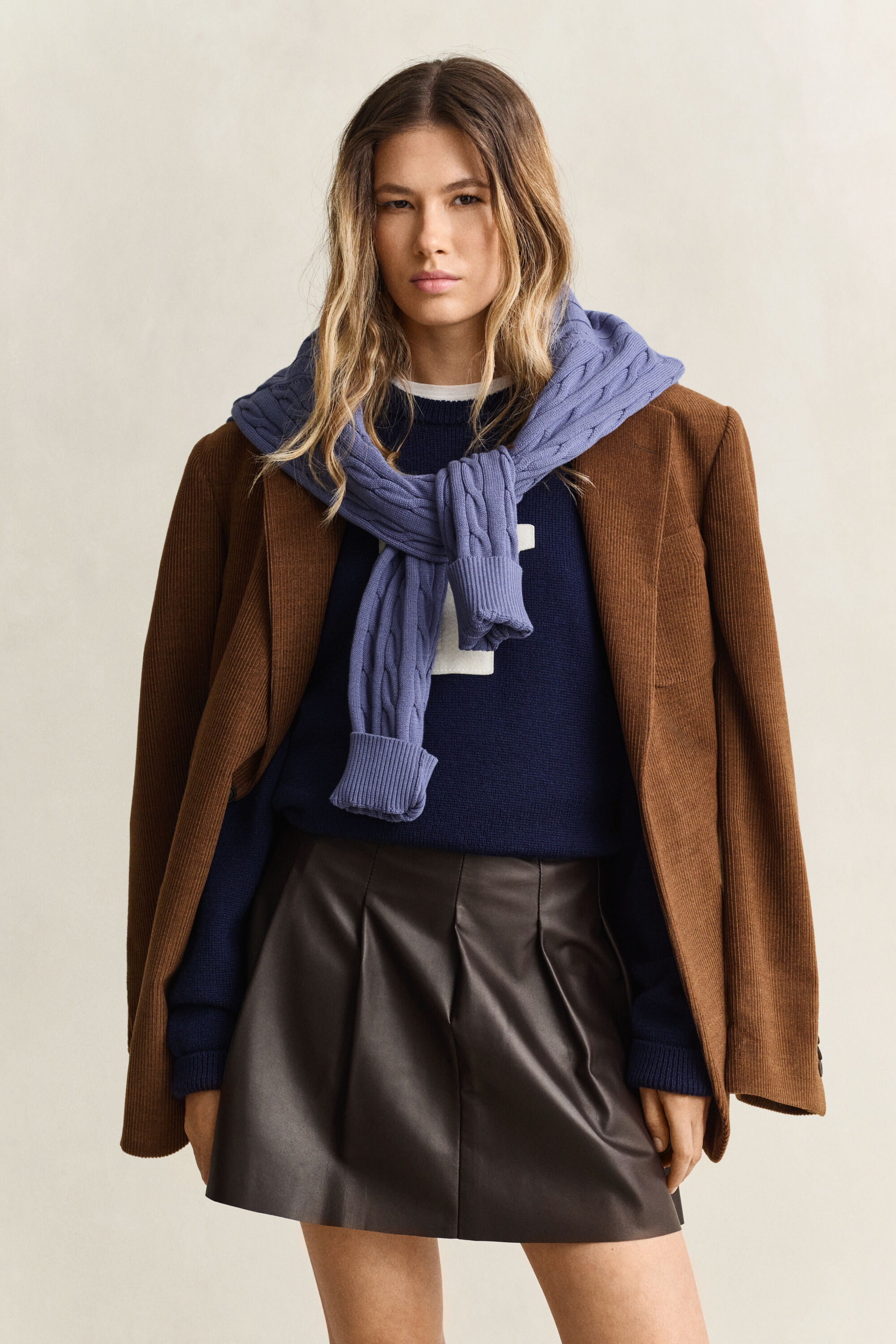 Gant x Yale leren plooirok
