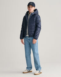 Teens glanzend lichtgewicht donsjack met wattering