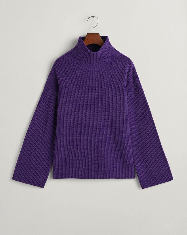 Sweater met opstaande kraag van geribde wol