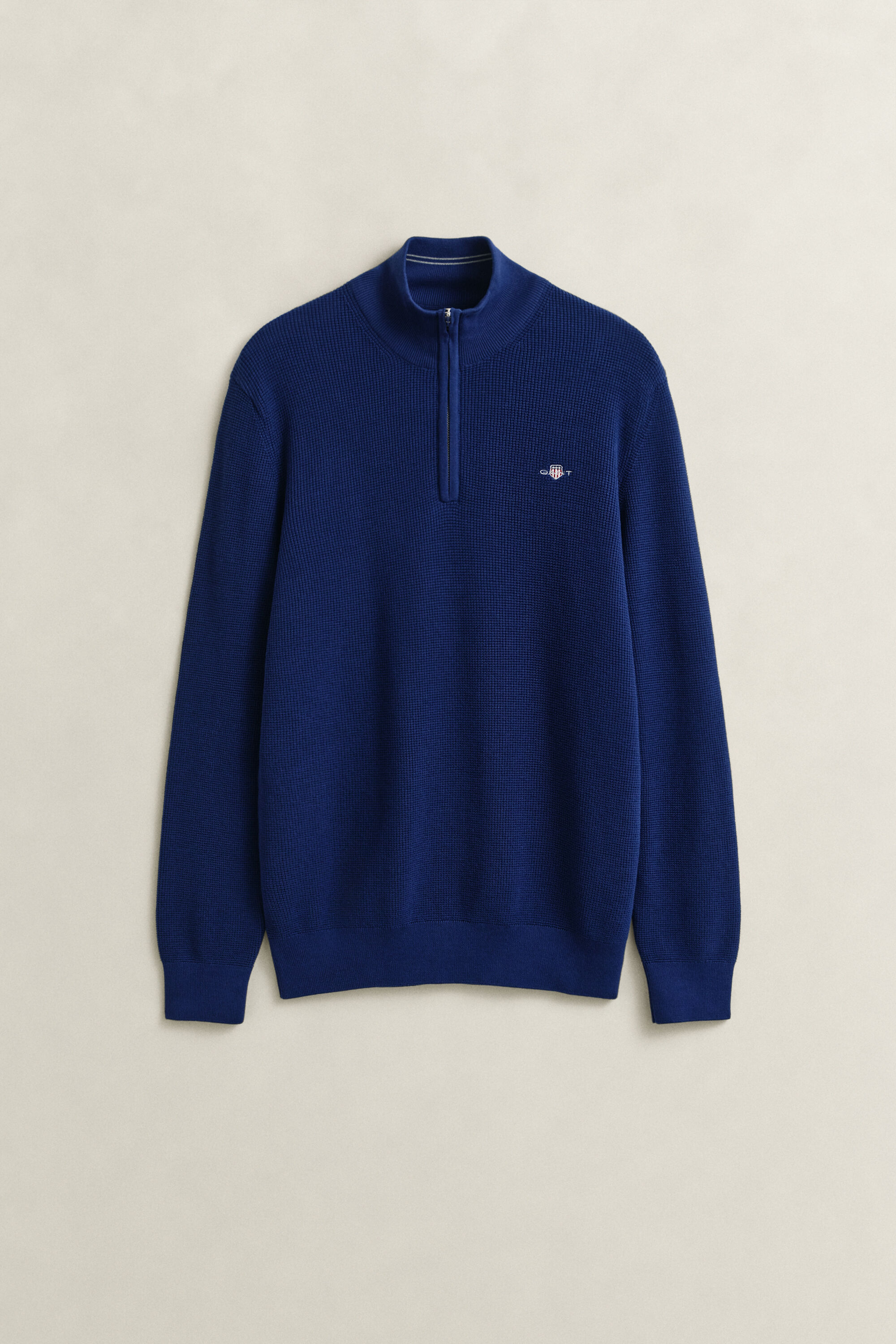 Katoenen Textured sweater met korte rits